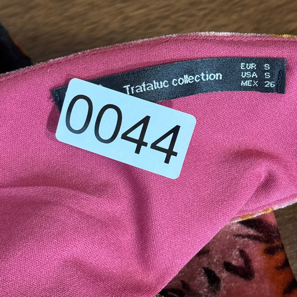 ZARA Trafaluc Pink Floral Velvet Midi Dress Women’s Small Side Slit Sleeveless - Picture 14 of 14